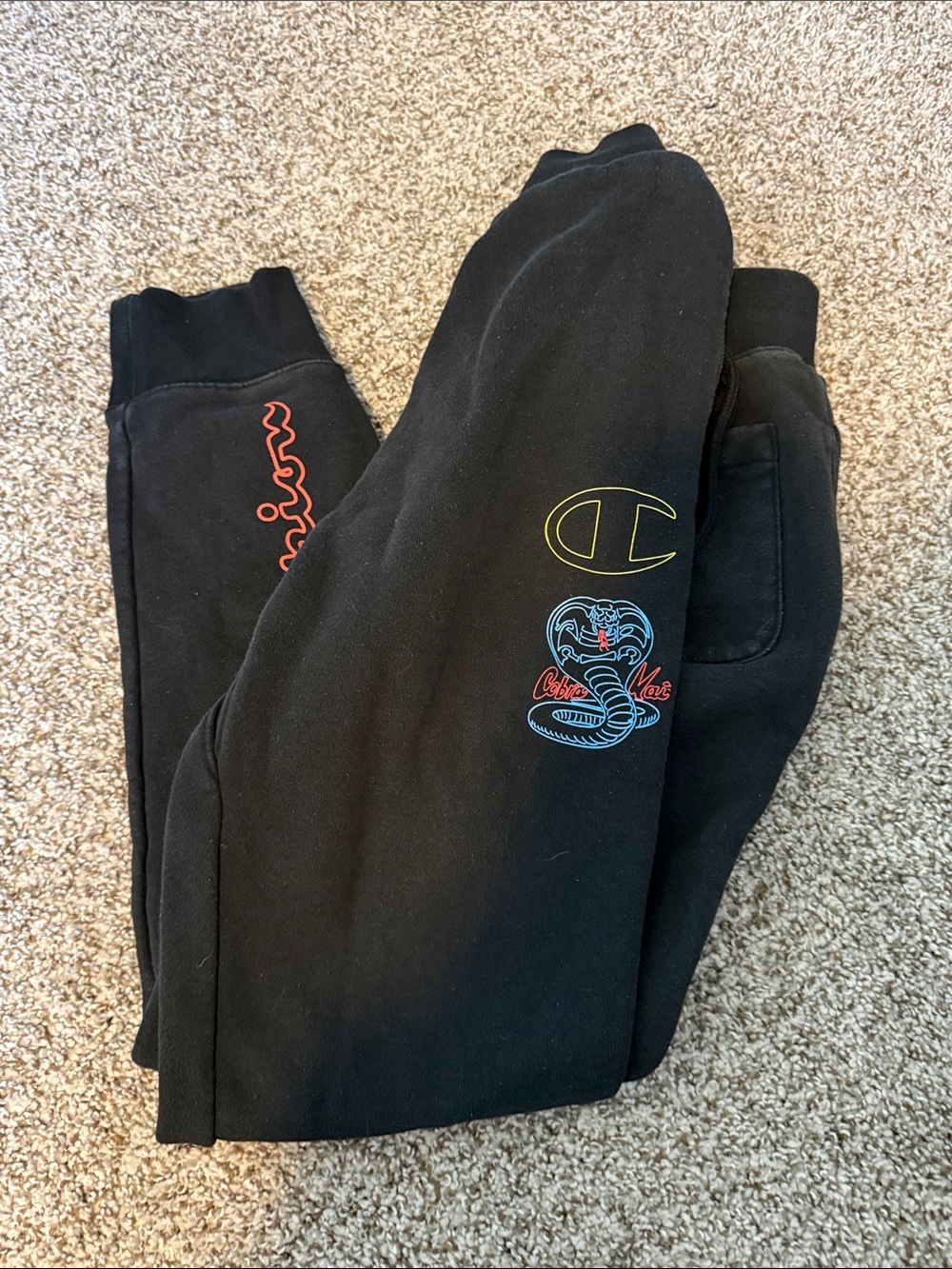 Champion Black Joggers with Cobra Kai & Neon Logo